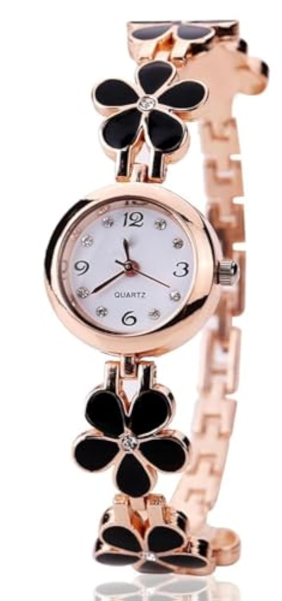 Women's Unique Designer Flower Copper Chain Bracelet Watch